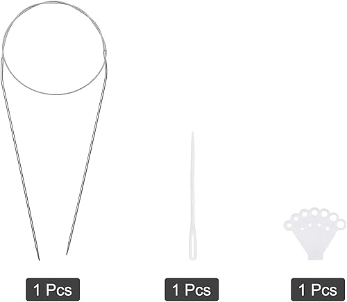 Miniatura 3 de uxcell Kit de agujas de tejer circulares, 25.2 pulgadas de largo, 0.189 in de diámetro, aguja de suéter redonda de acero inoxidable para proyectos