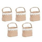 5 Stücke Hochzeit Streukörbchen Streukorb Hochzeitskorb Geflochtener Blumenkorb Obstkorb Jute Blumenkinder Korb Körbchen Geschenkkorb Geschenkbeutel für Shabby Chic Landhaus Deko Tischdeko