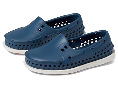 Native Shoes Kids Howard Sugarlite Sneakers for Toddler - Perforated Synthetic Upper with Lining, Slip-On Style, Comfy, and Lightweight Frontier Blue/Shell White/Foxtail Speckle Rubber 9 Toddler M