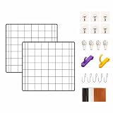 NACETURE 2 Pack Heavy-Duty Grid Wall Panels 12x12 – Double Wire Reinforced Wire Mesh Organizer, 30 lbs Capacity, Wall Display with Hooks & Accessories (Black 2 Pack)