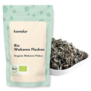 Kamelur 100g BIO Wakame Algen getrocknet - Rohkost Wakame Flocken ohne Zusätze - Wakame Algen BIO