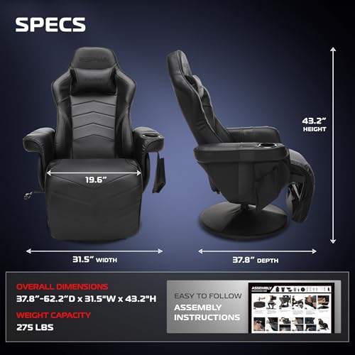 Image of Respawn 900 Gaming Recliner Chair with Footrest, Cup Holder and Swivel
