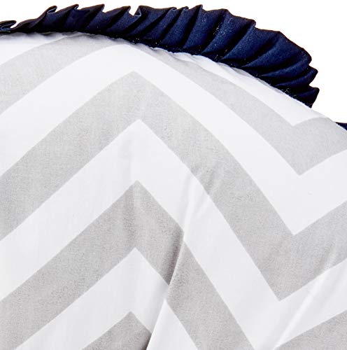 Apoio Amamentacao Estampado Brooklyn Chevron Cinza/Marinho, Biramar Baby, Marinho