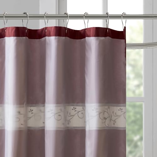 image for Madison Park Serene Flora Fabric Shower Curtain, mbroidered Transition