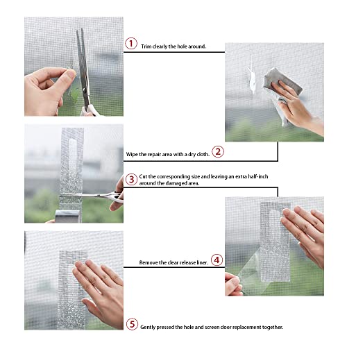 Flyzzz Window Screen Repair Kit Tape Extra Wide 4''X16.4' Grey Adhesive & Waterproof 3-Layer Fiberglass Fix For Screen Door And Window Screen #TOP6