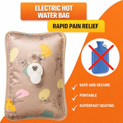Image of electric hot water bag for pain relief | heating pad for periods cramps, back, knee & full body pain relief | electric heating bag, hot pack, warmer bag, hot bag, heat pad, heat bag| fast heating, leak proof, reusable (color and design as per availability)-01