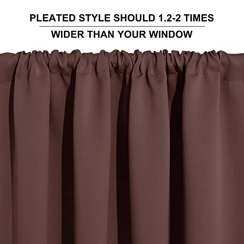 RYB HOME Small Curtains for Bathroom Window, Heavy Duty Thick Privacy Panels Blackout Energy Smart Curtains Drapes for Kitchen Cabinet, Wide 42 x Long 45 inch, 2 Panel Set, Chocolate Brown
