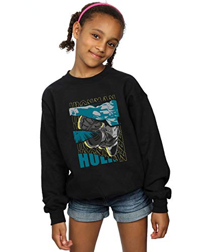 Image of Marvel Girls Avengers Iron Man and Hulk Collage Sweatshirt Black 5-6 Years