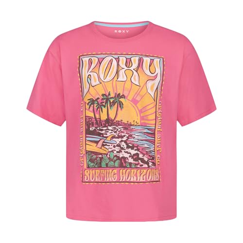 Image of Roxy Girls' Short Sleeve Oversized Fit Logo Tee, Crew Neck Graphic T-Shirt, Soft & Comfortable