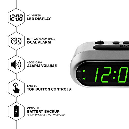 image for Sharp Digital Alarm Clock - Ascending Alarm Begins Faintly and Grows I