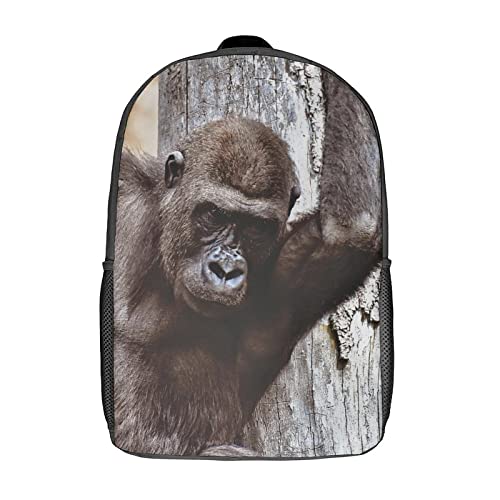 Sac à dos scolaire Gorilla 17 pouces imprimé 3D unisexe pour enfants et adultes de voyage