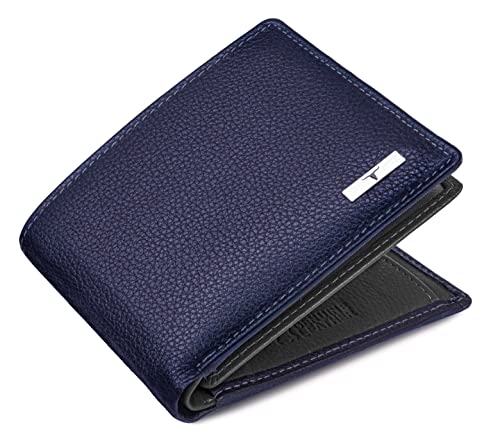 Image of URBAN FOREST Kenny Blue /Grey Leather Wallet, Black Pen & Keychain Combo Gift Set for Men