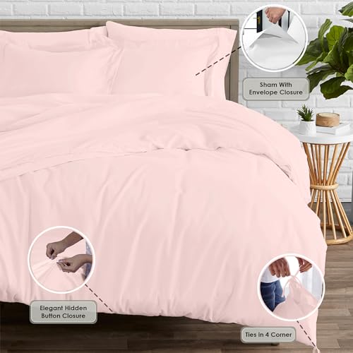 Pizuna Pure Combed Cotton Duvet Cover Set King Size Light Pink - Image 3