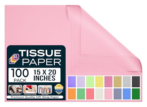 Pink Tissue Paper, 15"x20" - Pack of 100 Sheets, Light & Baby Pink for Gift Bags, Bulk Packaging for Wrapping & Crafting, Perfect for Gifts & Special Occasions