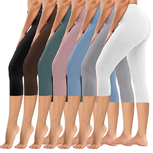 yeuG 7 Pack High Waisted Leggings for Women Tummy Control