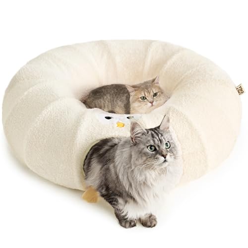EHEYCIGA Cat Tunnel Bed for Indoor Cats, Cute Cat Donut Toy Tunnel for Small Large Cats with...