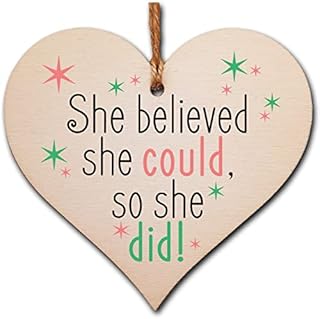 Handmade Wooden Hanging Heart Plaque Gift for Someone Special Inspirational Gift or Self Motivational Treat