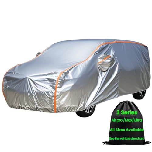 Image of Durable Bright Silver Four Seasons Mini Van Cover Waterproof All Weather Waterproof Large Car Cover Mini Van Cover Fit MPV Under 207 inch