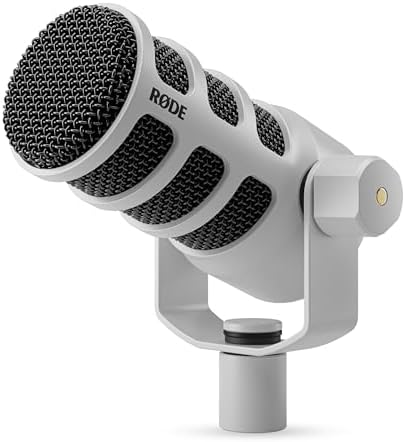 RØDE PodMic USB Dynamic Broadcast Microphone with XLR and USB Connectivity for Podcasting, Streaming and Content Creation (White)