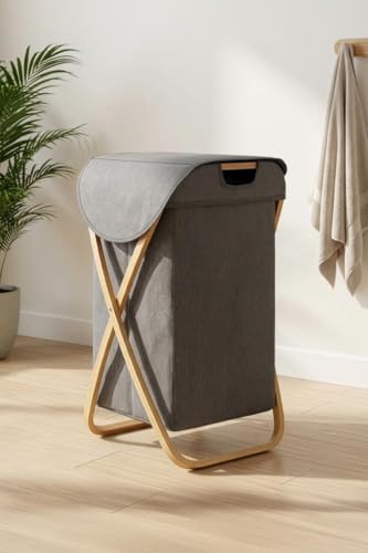 Bambu Çapraz Ayaklı Banyo Kirli Çamaşır Sepeti Banyo Düzenleyici Sepet