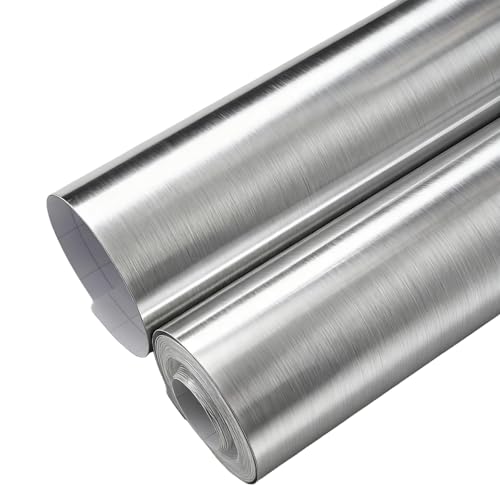 Lámina de espejo autoadhesiva plateada 40 × 500 cm – Lámina impermeable para muebles, efecto espejo, lámina autoadhesiva para paredes, puertas, muebles, cocina, baño, proyectos de bricolaje