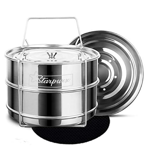Starpuxx Stackable Steamer Insert Pans - For 6/8 Quart Instant Pot Accessory - Stainless-steel Containers For Pot-in-pot Cooking, Baking And Reheating In The Pressure Cooker With 2 Interchangable Lids