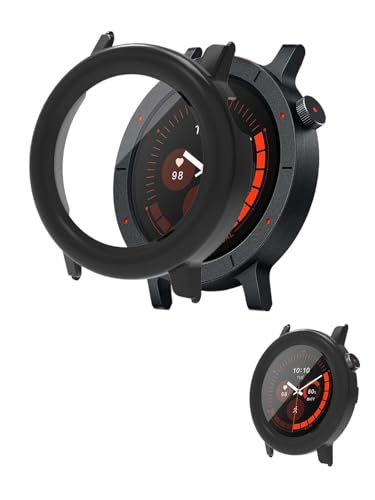 NOUKAJU Case for CMF Watch 3 Pro, Protective Cover SmartWatch,Built-in 9H Tempered Glass Film, Hard PC,Easy to Install,Screen Protector for Nothing CMF Watch 3 Pro(Black)