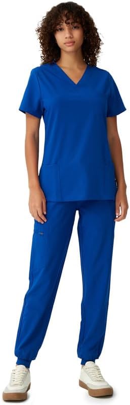Scrubs for Women, V-Neck Scrubs Top & Cargo Pants with 10 Pockets - Image 6