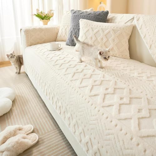 Protège-canapé pour chiens lavable et doux couleur crème