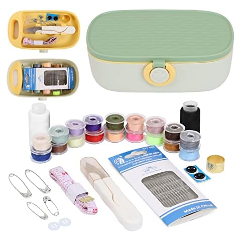 Sewing Project Kit, Portable Family Sewing Supplies Repair Kit, Premium Traveler Sewing Kit Sewing Thread Accessories DIY Sewing Supplies Organizer Plastic Sewing Box Needle Cover