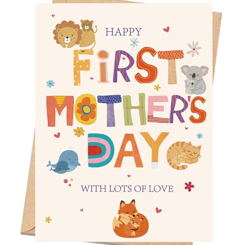 ICOOLYI First Mothers Day Gifts for New Mom – First Mothers Day Card, Cute 1st Mothers Day Gift for First Time Mom