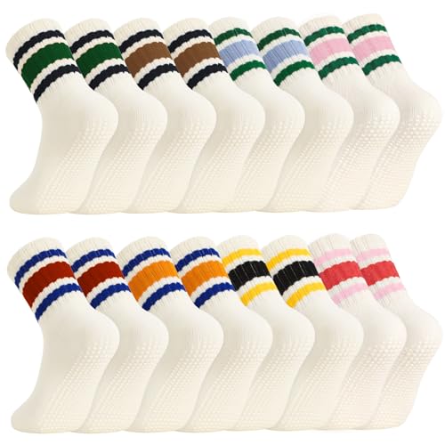 Image of Zuimei 8 Pairs Toddler Anti Slip Grips Socks 3-5 Years Unisex White