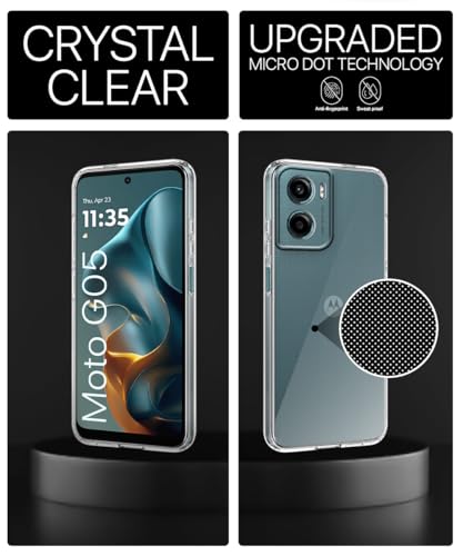 Image of WOW IMAGINE Transparent Back Cover Case for Motorola Moto G05 | Raised Bumps for Full Device & Camera Protection Shockproof TPU Silicone Back Case Mobile Cover - Transparent