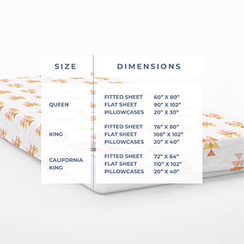 Geometric Pattern 4 Piece Bed Sheet Set 600 Thread Count 100% Egyptian Cotton Fitted Sheet 15 Inch Deep Pocket, Flat Sheet & 2 Pillowcases - Modern Printed Paradise (Pastel Dreams, Queen) #TOP1