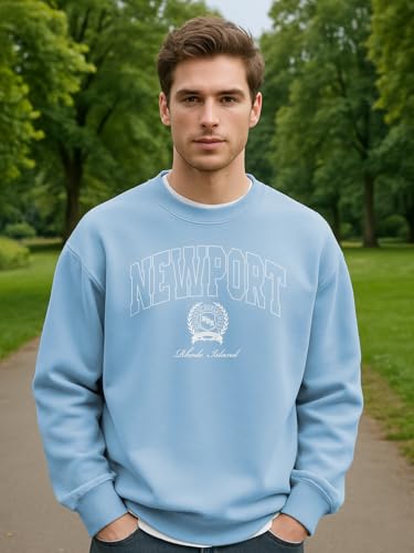 Image of Nobero Men's Graphic Printed Oversized Sweatshirt | Cotton Rich Fleece Round Neck Pullover | Relaxed Fit Casual Winter Wear for Men