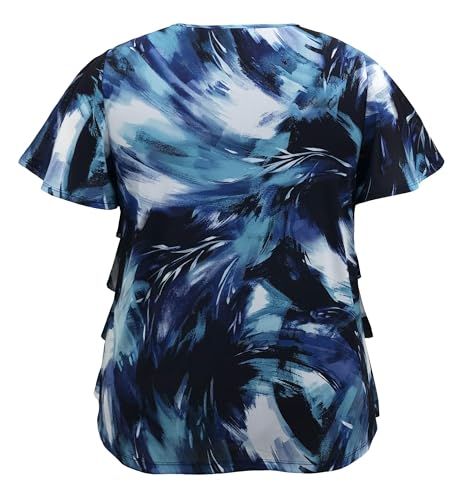 Image of LEEBE Women and Plus Size Printed Mesh Ruffle Top (Small-5X)