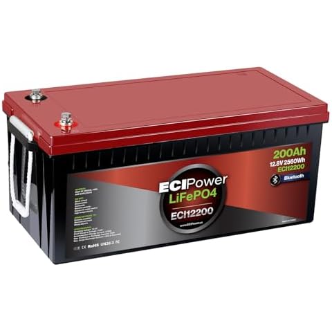 ECI Power 12V 200Ah Lithium LiFePO4 Deep Cycle Rechargeable Battery | Bluetooth | 2000-5000 Life Cycles & 10-Year Lifespan | Built-in BMS | Perfect for RV, Solar, Marine, Overland, Off-Grid Cover