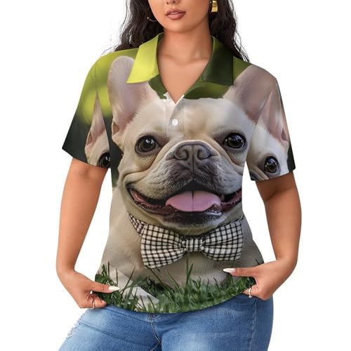 Polo de manga corta antitranspirante para mujer French Bull-Dog evite el calor