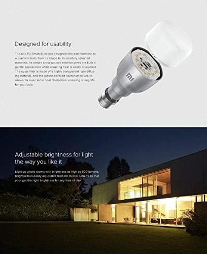 Xiaomi MJDP02YL Mi Led Smart Bulb E27 with Alexa and Google Assistant, Aluminum alloy/Plastic, White