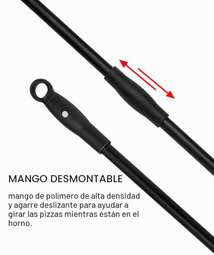 Miniatura 4 de G.A Homefavor Pala De Pizza De 22,8 Cm, Perforada, Pala De Aluminio Anodizado Para Hornear Pan De Pizza