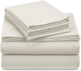 Pinzon Signature Cotton Heavyweight Velvet Flannel Sheet Set - Queen, Cream