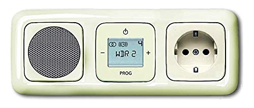 Busch Jäger Unterputz UP Digitalradio 8215 U (8215U) cremeweiß Komplett-Set DURO 2000 Lautsprecher + 20 EUCKS-212 Steckdose inkl. Kinderschutz +
