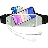 QUANFUN Running Belt for Women Men, Fanny Pack, Belt Bag, Money Belt, Waterproof Workout Waist Pouch Phone Holder with Touchscreen, Gym Running Gift Gear Accessories fits Phones UP to 6.5', Grey