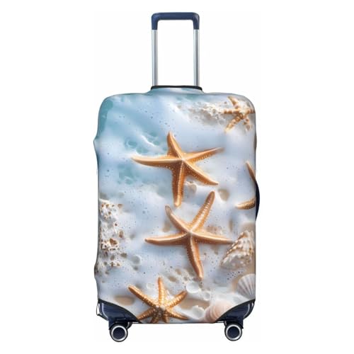 Beach Starfish Elastic Travel Luggage Cover, Washable Spandex Suitcase Protector, Anti-Scratch Fits 18-32 Inch