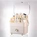 Preppy Skincare Organizers Makeup Organizer Holder Cosmetic Storage Box Display Case 3 Tiers Dust Free Cover Portable Handle 2 Rroomy Drawers Gift Great For Bathroom Countertop Dresser Ivory White