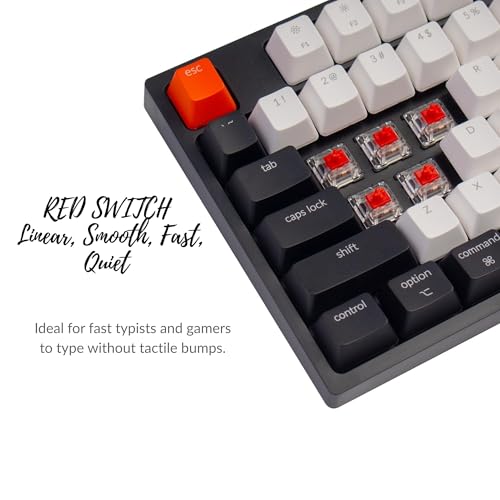 Image of Keychron C1 Mac Layout Wired Mechanical Keyboard, Gateron Red Switch, Tenkeyless 87 Keys ABS keycaps Computer Keyboard for Windows PC Laptop, White Backlight, USB-C Type-C Cable