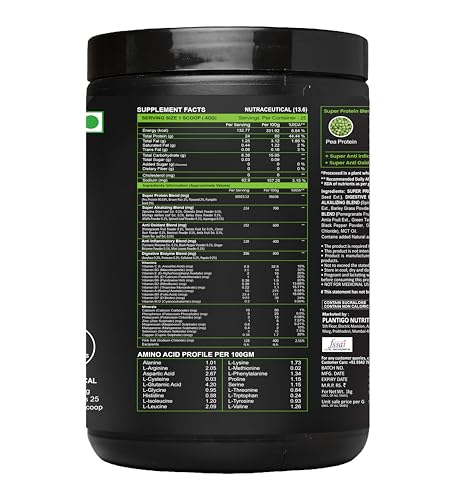 Image of Plantigo Clean Plant Protein Powder | No Preservatives, No Banned Substances | Super Protein Blend - Pea, Brown Rice, Flax | Vegan Green Protein For Men, Women (Brazilian Chocolate - 1 kg x Pack of 2)