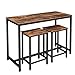Produktbild HOOBRO Bartisch-Set, Stehtisch mit 2 Barhocker, Industrieller schmaler Küchentisch, Esstisch mit stabilem Metallrahmen für Wohnzimmer, Esszimmer, 120 x 50 x 90 cm, Vintage EBF52BT01