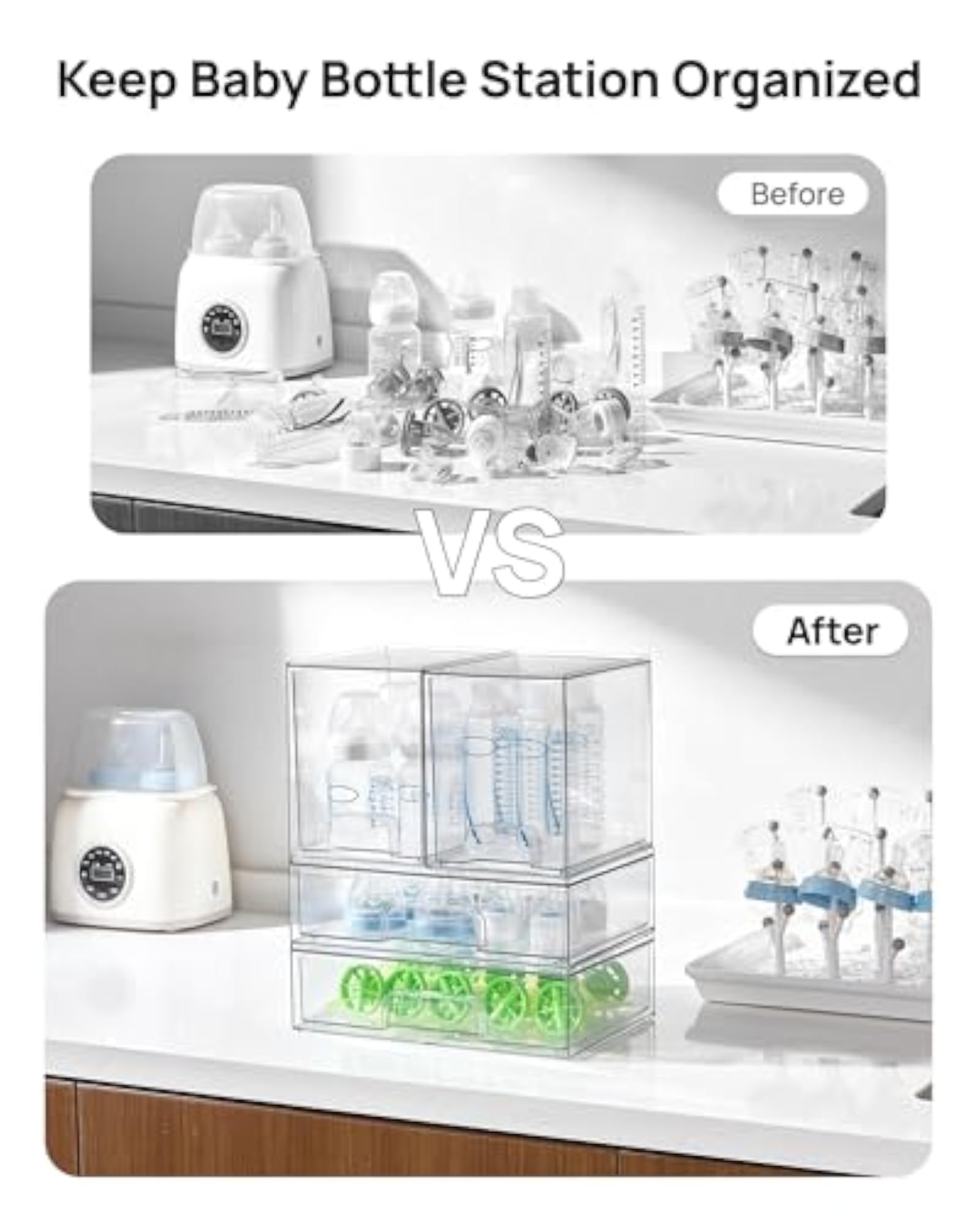 Clear Stackable Storage Drawers Set of 4