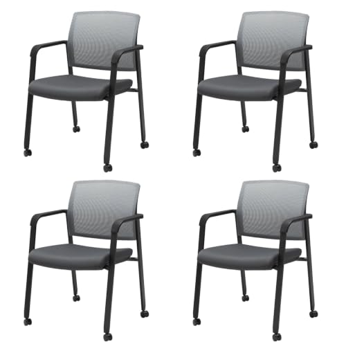 Image of CLATINA Stackable Reception Chairs, Office Waiting Room Chair, Grey, 4 PK